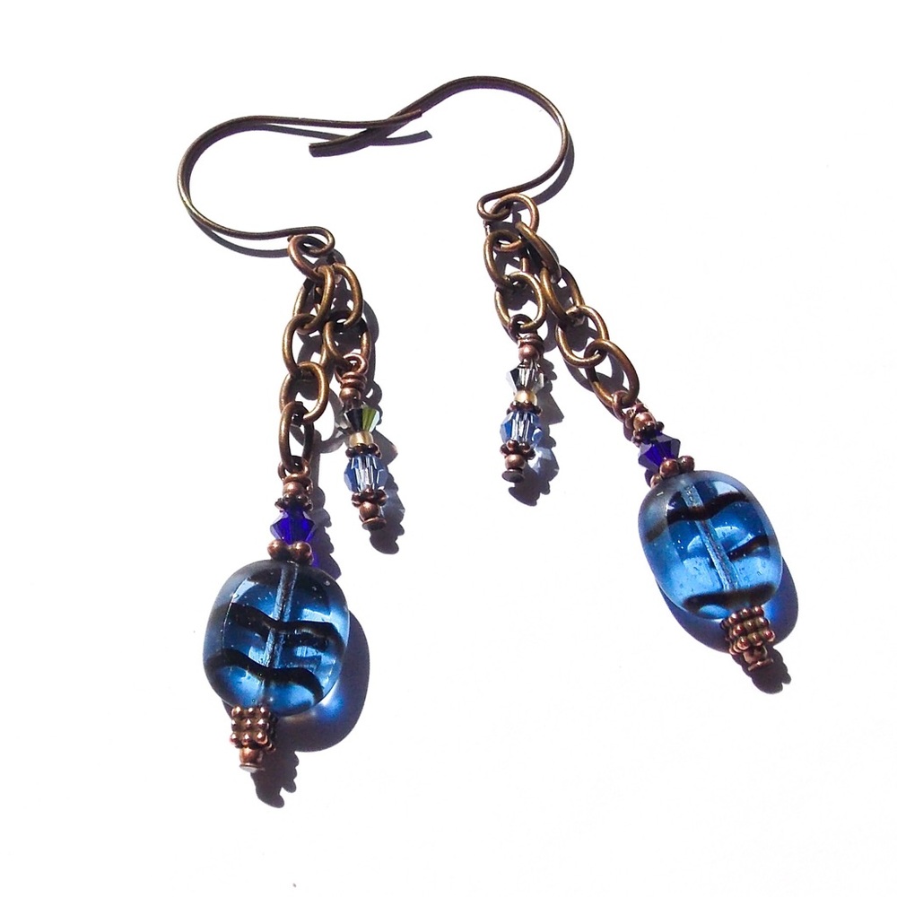 Boho gypsy festival Earrings crystal mystery chain